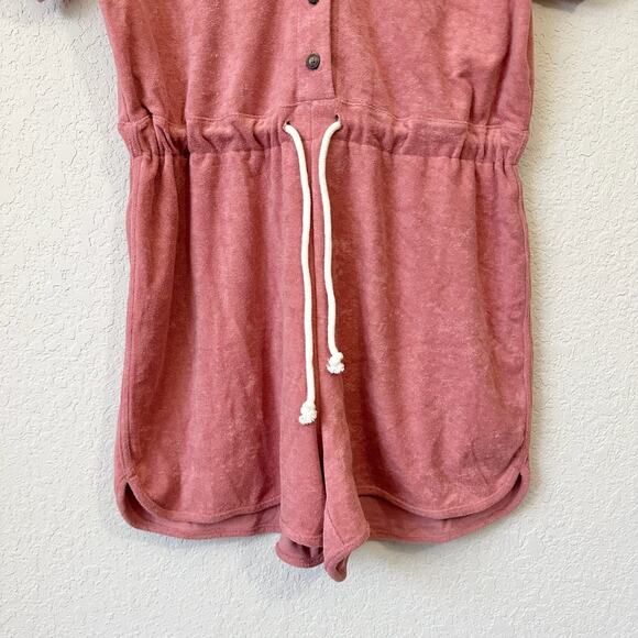 MADEWELL MWL Towel Terry Romper Dusty Rose Drawstring Waist Summer NWT - Picture 8 of 15